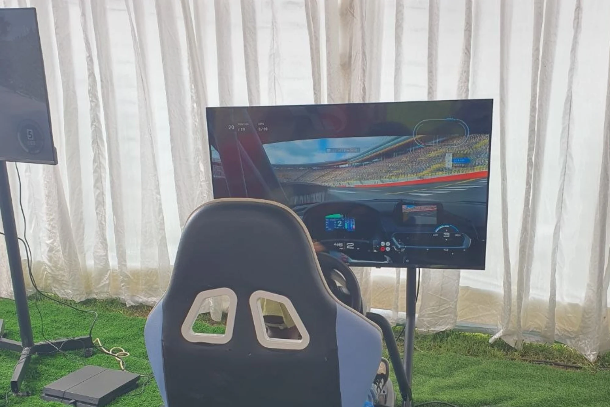 Rally Race Challenge mobile simulator setup at an indoor event